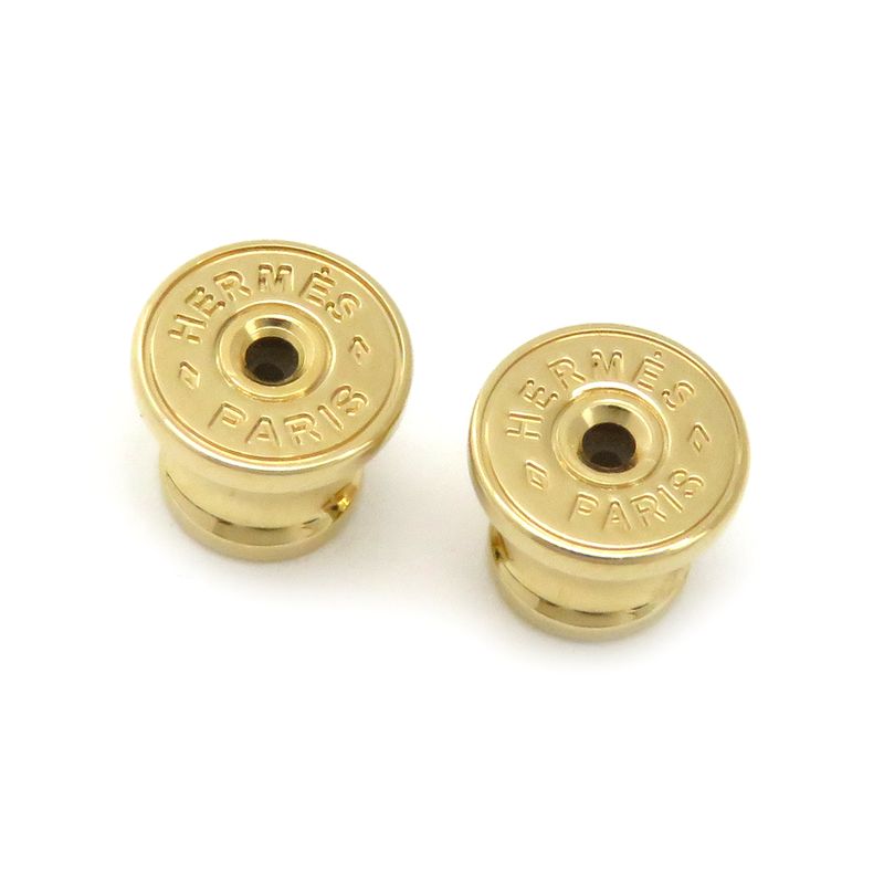 Hermes Earrings Mignon GP Enamel Black X Gold Hardware Chaine D'ancre Black [box