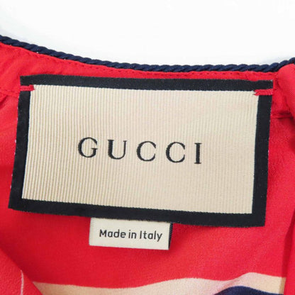 Gucci 661958 100% Silk GG Diagonal Flared Sleeve Tunic Dress With Fringe