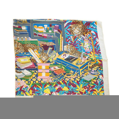 Hermes H243762s Carre 140 12 Leopards Beige Blue - Large Size Silk 30%