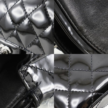 Chanel Chain Shoulder Matelasse Double Flap Patent Leather Black Women's
