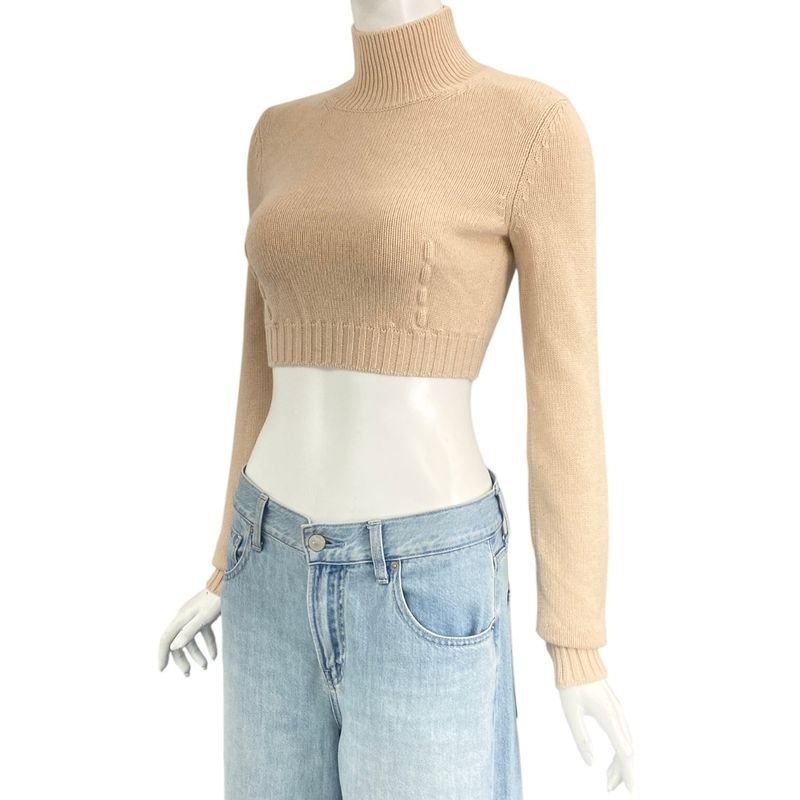 Fendi Sweater Knit Long Sleeves Logo Beige