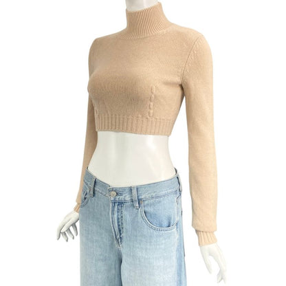 Fendi Sweater Knit Long Sleeves Logo Beige