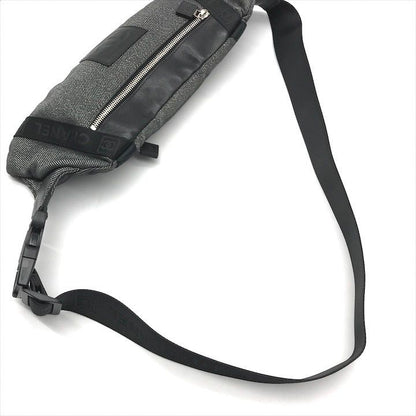 Chanel CC Logo Sports Waist Body Shoulder Bag Black Lame