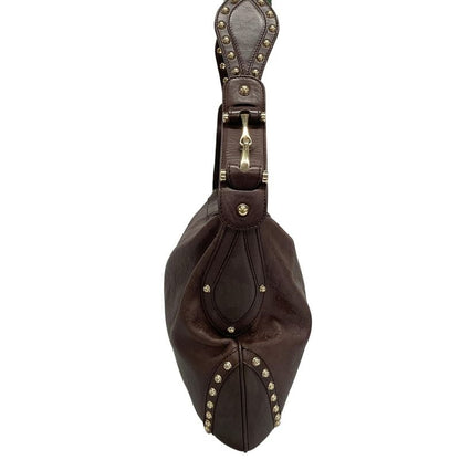 Gucci Shoulder Bag Striped Horsebit Sherry 153691 Dark Brown Green And Red