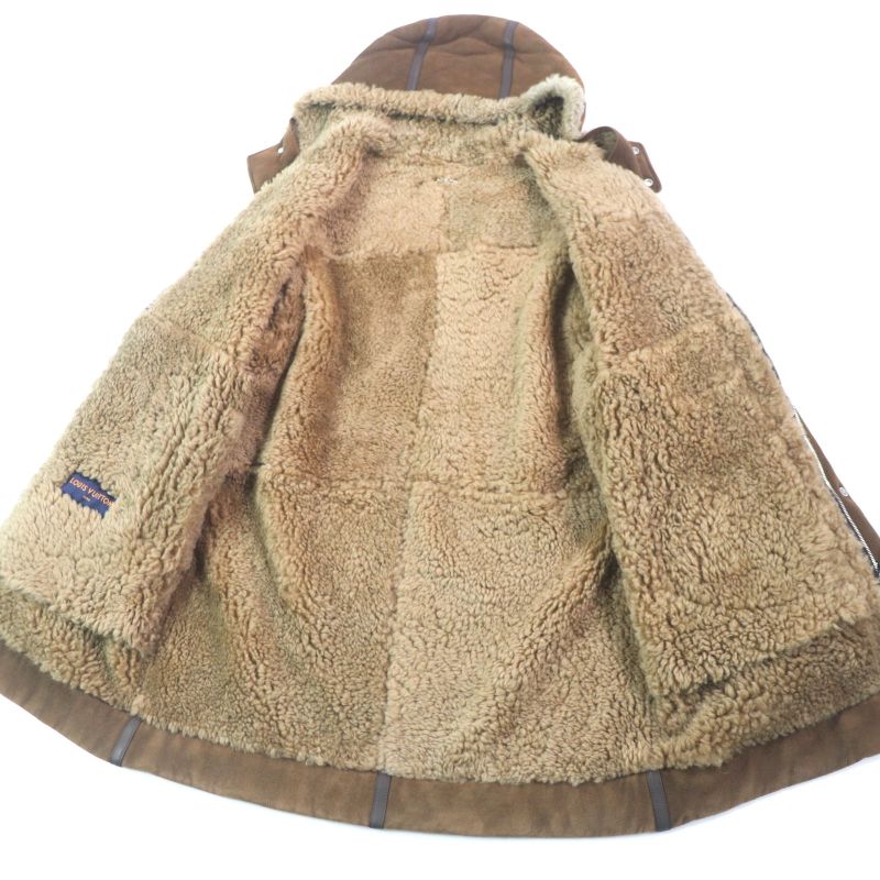 Louis Vuitton Mouton Cowhide Hooded Double Zip-up Mouton Coat
