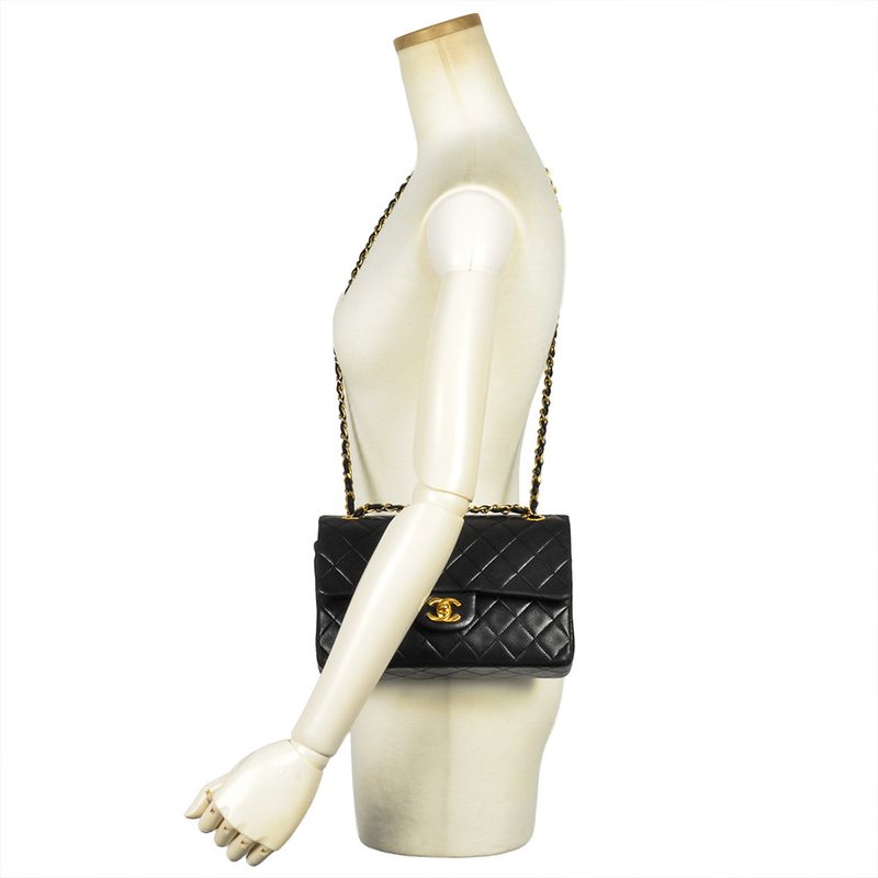 Chanel Matelasse 23 Chain Shoulder Bag Black Gold Hardware Coco Mark