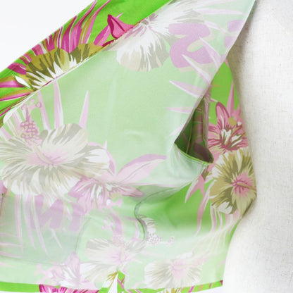 Gucci 22AW 694890 100% Silk Floral Print Short-sleeved Shirt Light Green Pink