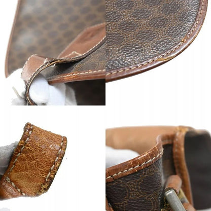 Celine Old Celine Shoulder Bag Macadam Pattern Brown Leather 04bs139