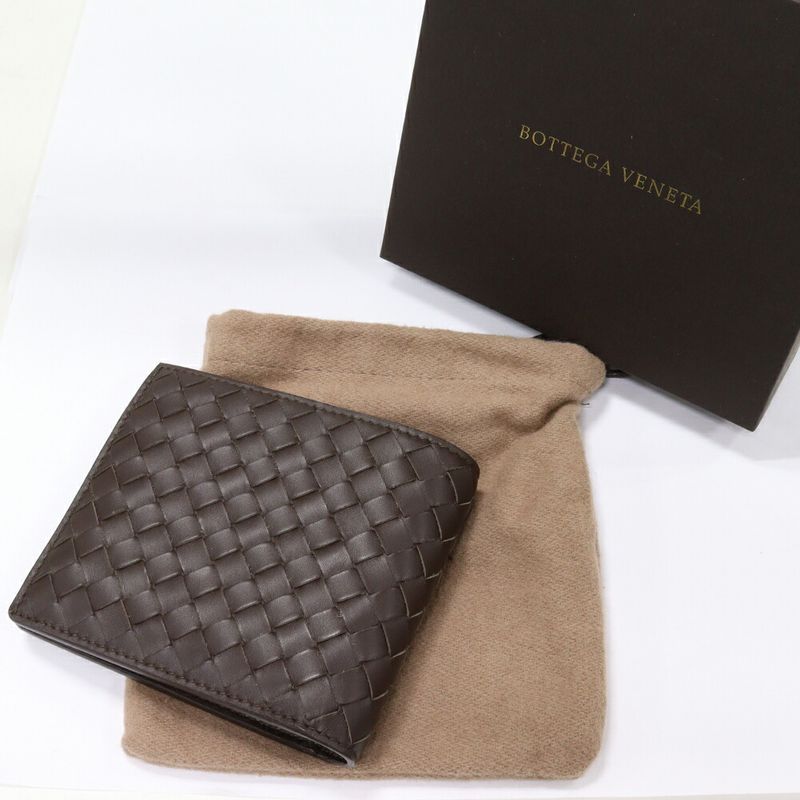 Bottega Veneta Bifold Billfold Without Coin Purse Intrecciato Calf Dark Brown
