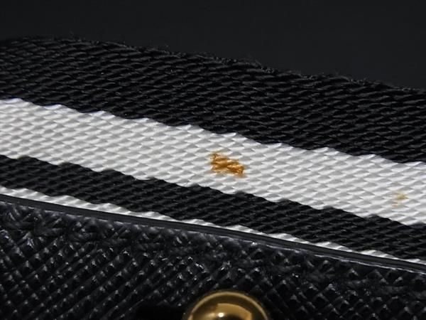 Prada Canapa Canvas And Leather Shoulder Strap For Striped Bag Black And