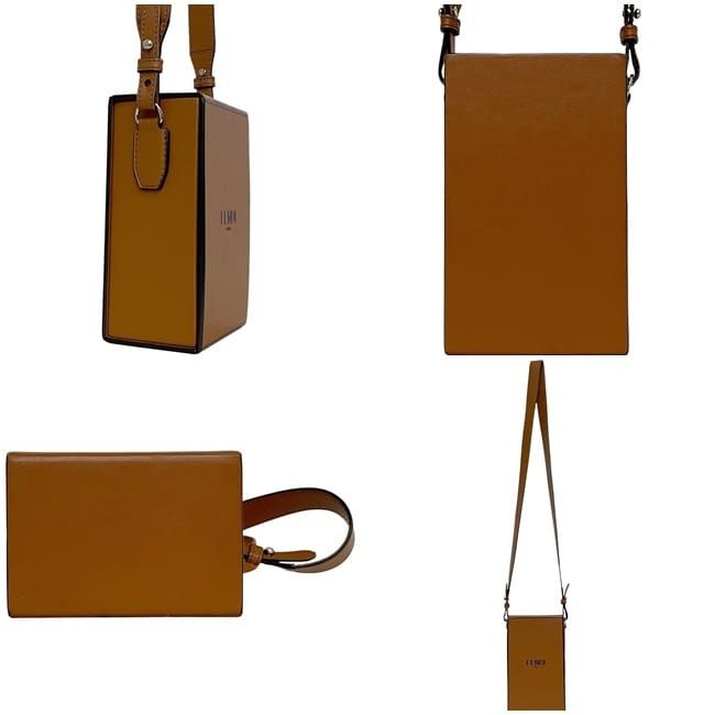 Fendi Shoulder Bag Box Bag Brown 7va519 Excellent Condition