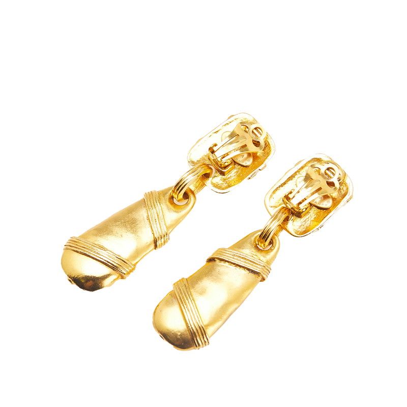 Chanel Vintage Coco Mark Earring Swing Gold Plated Ladies Chanel