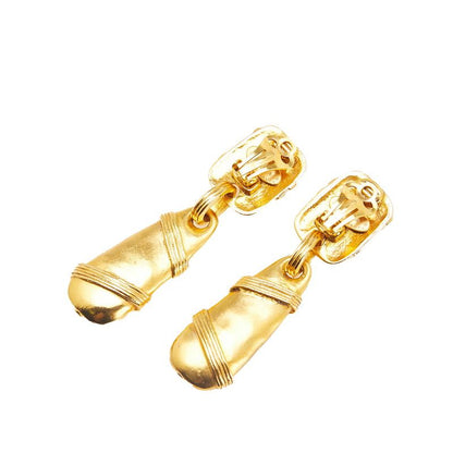 Chanel Vintage Coco Mark Earring Swing Gold Plated Ladies Chanel