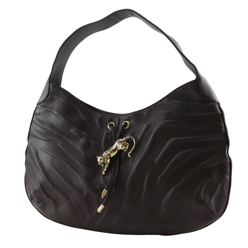 Cartier Panthère Panther Leather Brown Women's Shoulder Bag
