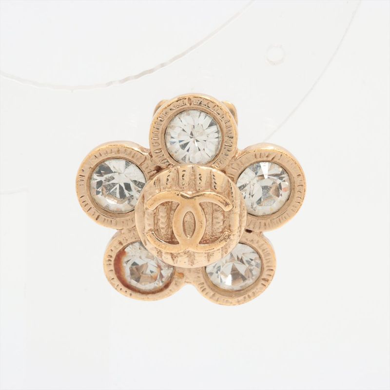Chanel Coco Mark Flower Earrings (one Side Only) 06A GP And Rhinestone Gold