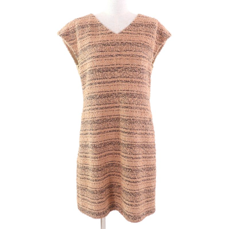 CHANEL P57978 100% Silk Lined V-neck With Coco Hardware French Sleeve Knee-lengt