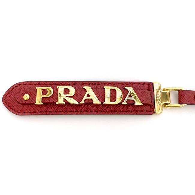 Prada Logo Key Ring Red Saffiano 1 pp067 Leather