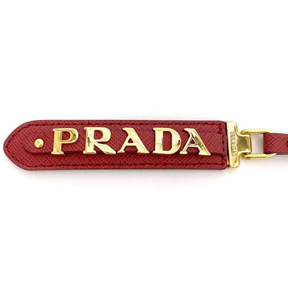Prada Logo Key Ring Red Saffiano 1 pp067 Leather