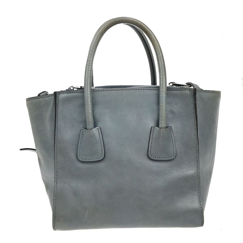 Prada Hand Shoulder Bag 2way Gray Leather 88ka908