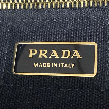 Prada Tote Bag Canapa Black×ivory×red