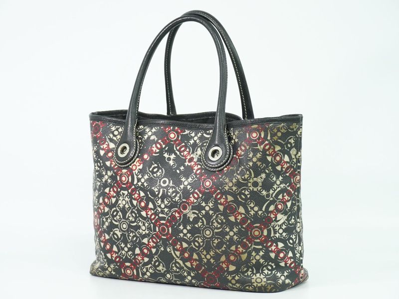 Authentic Chanel Coco Mark Tote Handbag PVC Leather Black Coco Mark Bag