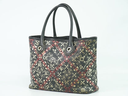 Authentic Chanel Coco Mark Tote Handbag PVC Leather Black Coco Mark Bag