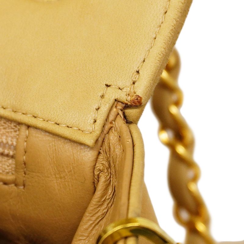 Chanel Shoulder Bag Matelasse Lambskin Beige Gold Hardware Women