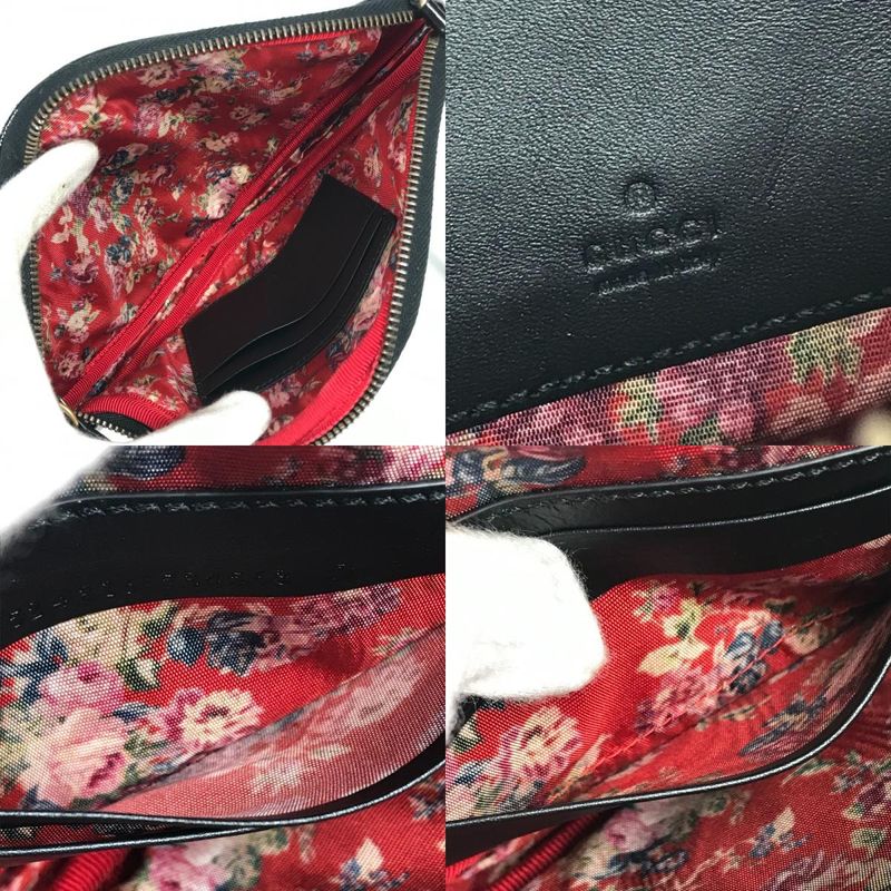 Gucci Clutch Bag Game List Logo 524316 Patent Leather Black