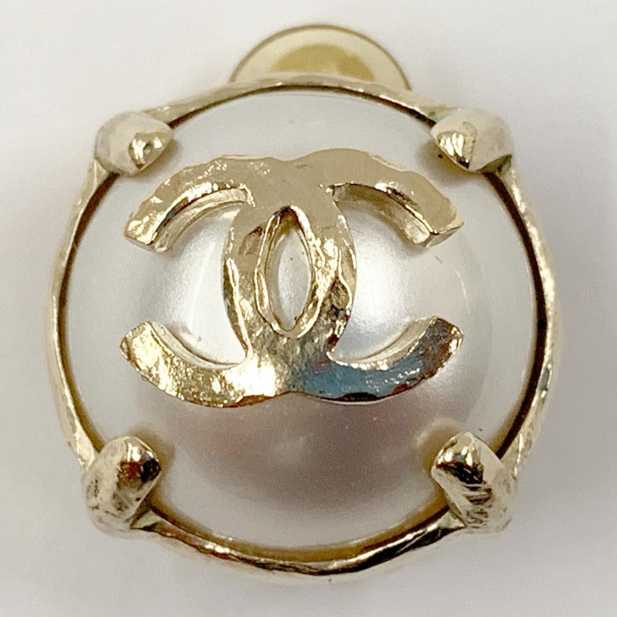 Chanel Cocomark Pearl Earring Accessories Gold X White