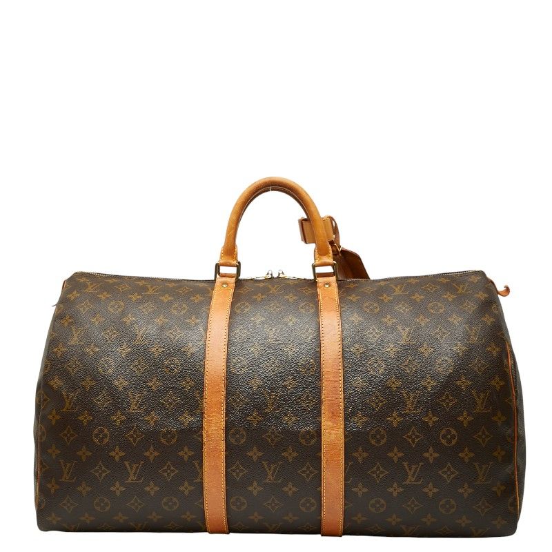 Louis Vuitton Monogram Keepall 55 Boston Bag Travel Bag M41424 Brown PVC