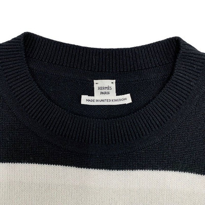 Hermes Top Knit Short Sleeve Cashmere Black White