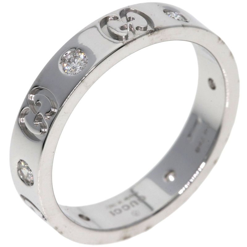 Gucci Icon 6P Diamond #13 Ring 18K White Gold Ladies