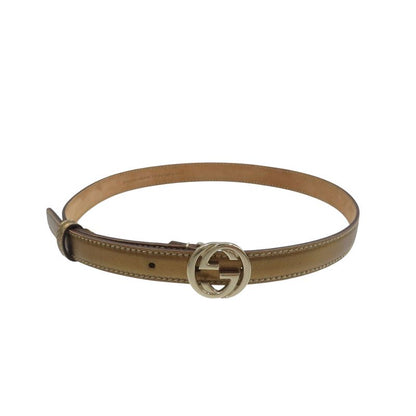 Gucci GG Logo 159614 Leather Gold Hardware Gold 85-34 Belt 0976 Gucci