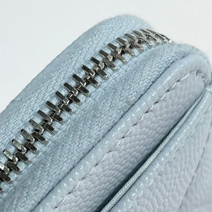 Chanel Matelasse Card Case Ap3836 Light Blue Coco Mark Caviar Skin Coin Case