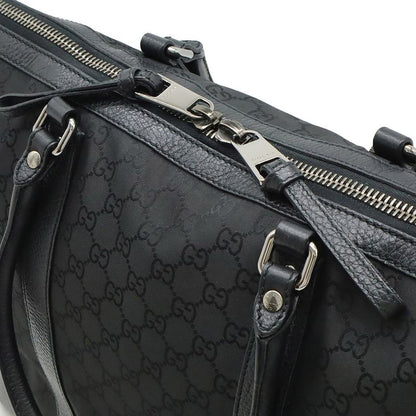 Gucci GG Nylon Tote Shoulder Bag Leather Black Silver Hardware Outlet Item