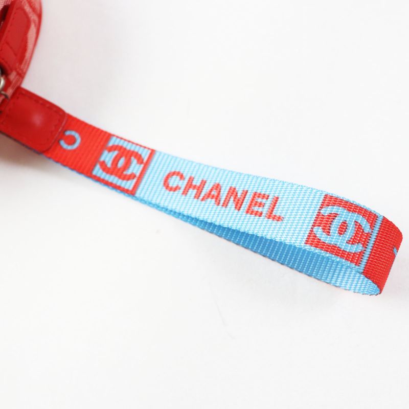 CHANEL 6859809 New Travel Line Nylon Round Shape Round Pouch Red With Box Made