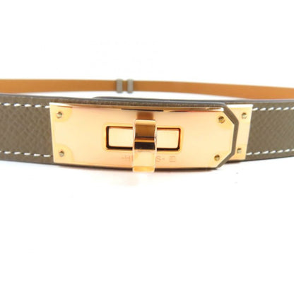 Hermes Kelly 18 Etoupe Vaux Epson Pink Gold Hardware Belt TM Engraved W With