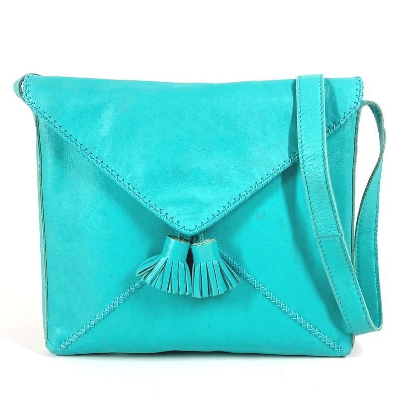 Hermes Shoulder Bag Sac Pompon Leather Turquoise Blue