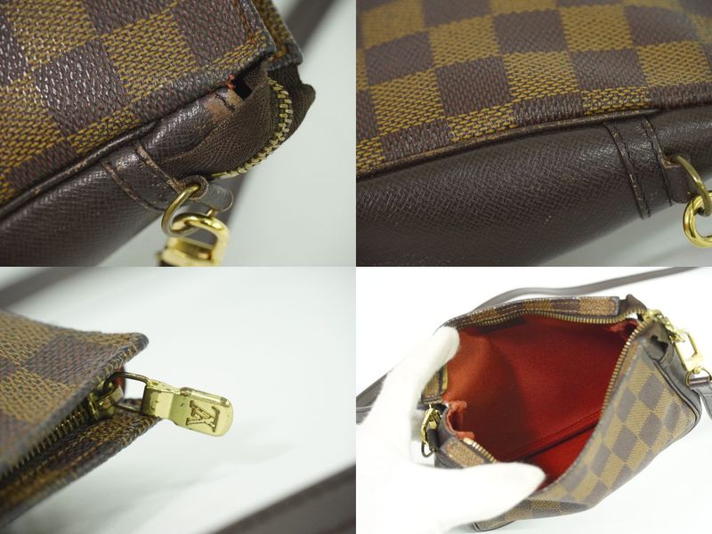 Authentic Louis Vuitton LV Trousse Makeup Damier Ebène Shoulder Bag Brown