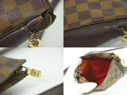 Authentic Louis Vuitton LV Trousse Makeup Damier Ebène Shoulder Bag Brown