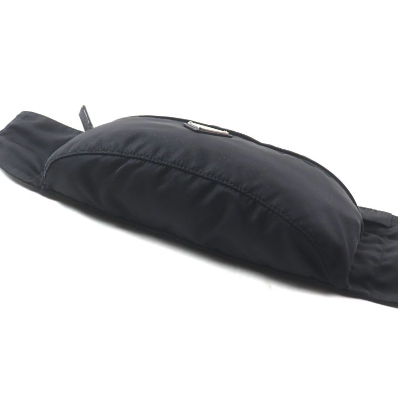 Prada 2vl132 Tessuto Triangle Logo Triangle Plate Nylon Saffiano Leather Belt