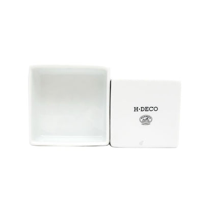 Hermes Sugar Box H DECO White Black Pottery Accessories Others