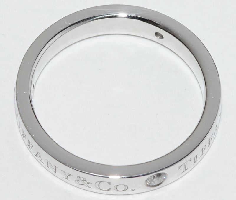 Tiffany & Co Ring Pt950 Diamond 3P (007ct) T&CO Band Ring With Flat Band Ring