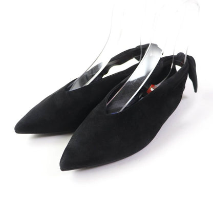 Hermes 2022 Suede Leather Pointed Toe Pumps With Back Bow Black 37 Storage With
