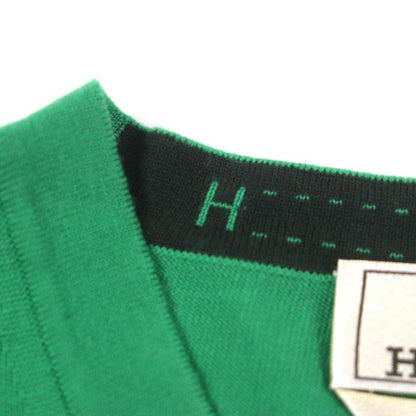 Hermes 22AW 100% Wool H Embroidery Crew Neck High Gauge Knit Sweater Green M