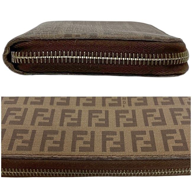 Fendi Round Zipper Long Wallet Brown Zucchino 8m0024