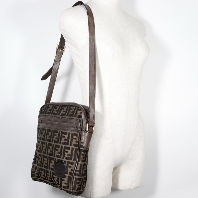 Fendi Zucca Canvas Brown Unisex Shoulder Bag