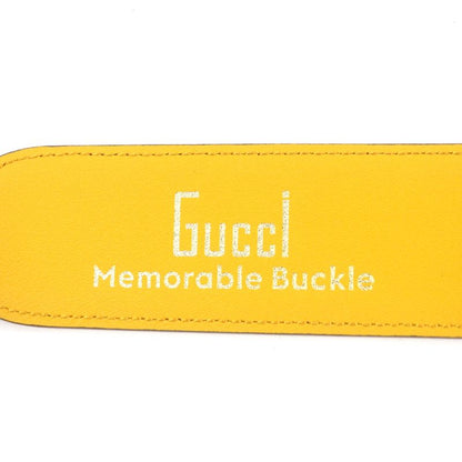  Gucci Memorable Buckle 709954 G Logo Buckle Bicolor Leather Belt Yellow Blue