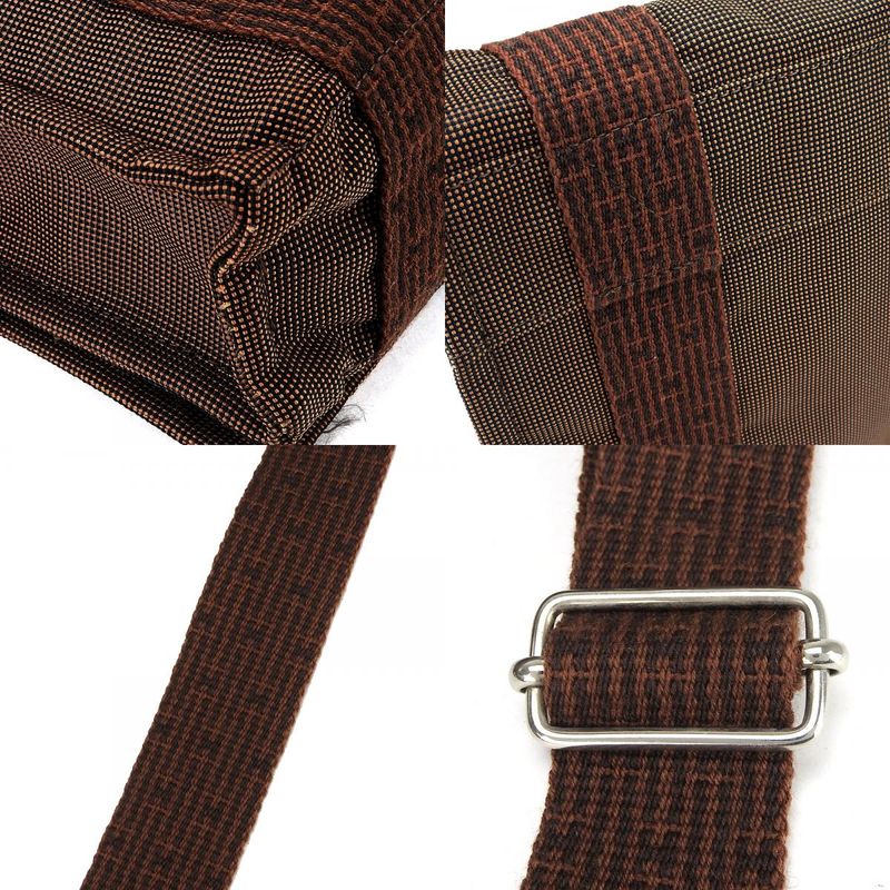 Hermes Shoulder Bag Bassas PM Her Line Canvas Brown Silver Hardware Casual