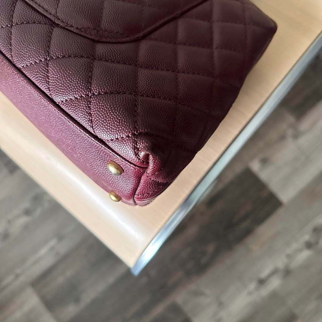 CHANEL Caviar Lizard Embossed Quilted Small Coco Handle Flap Burgundy